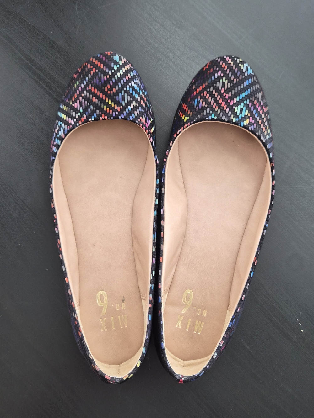 Mix No. 6 Multicolor Patterned Ballet Flats on Black